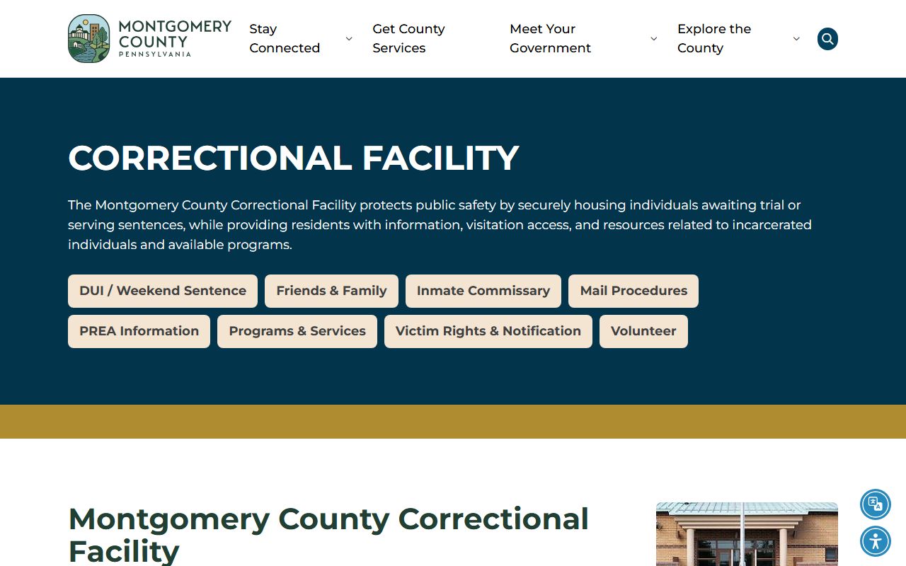 Montgomery County Correctional Facility inmate population official page
