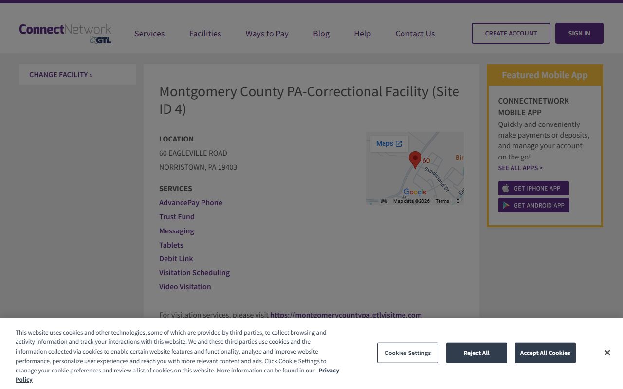 Montgomery County inmate records ConnectNetwork services page