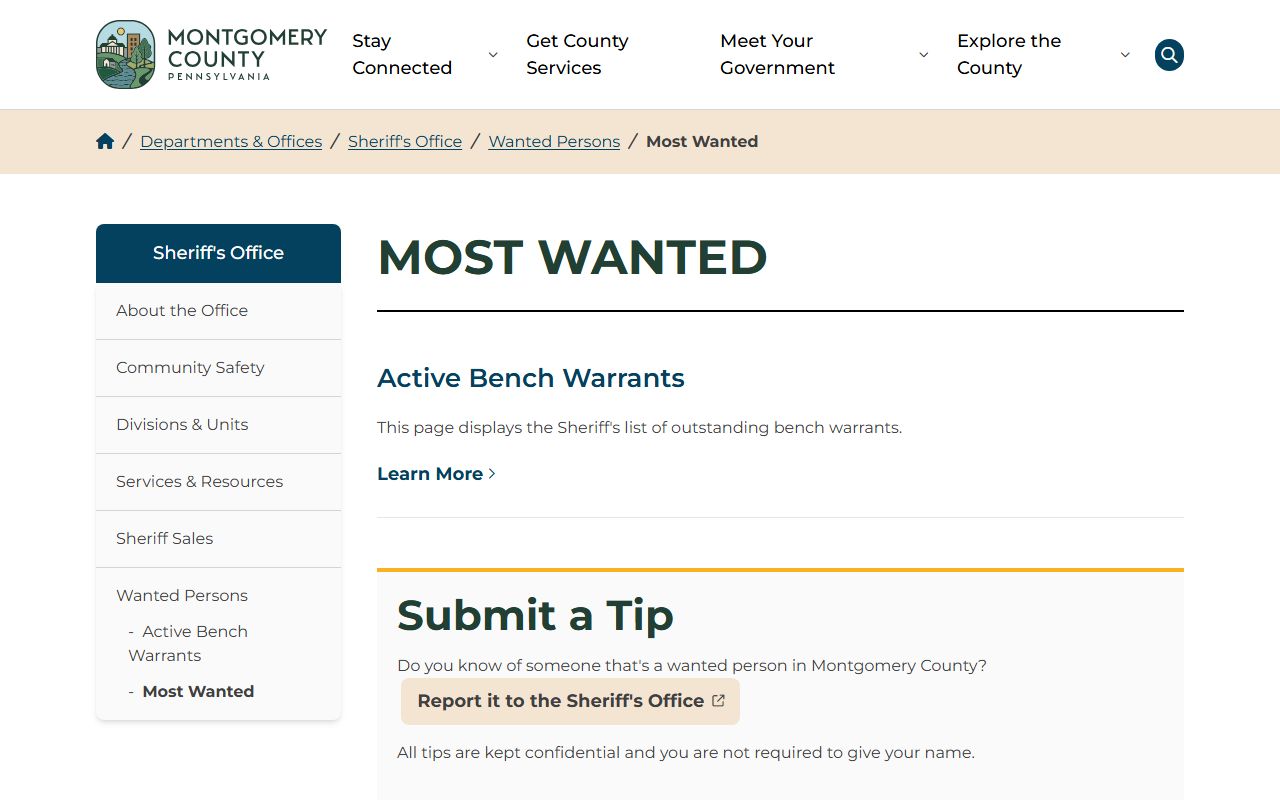 Montgomery County jail mugshots sheriff most wanted page