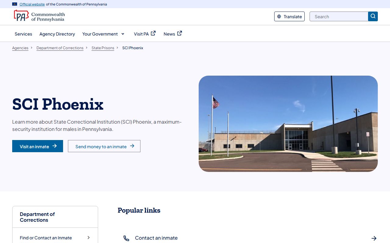 SCI Phoenix state prison inmate search facility source